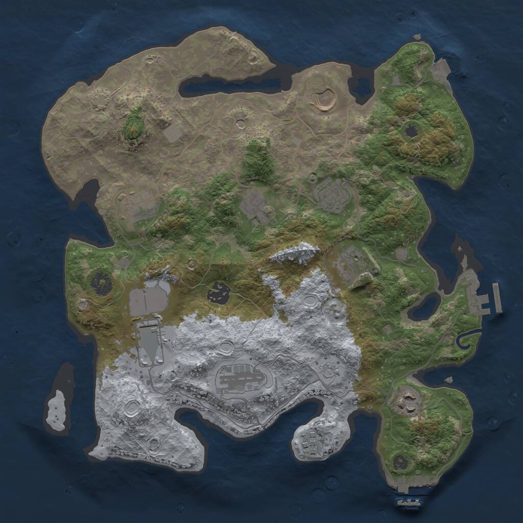 Rust Map: Procedural Map, Size: 3500, Seed: 1838889367, 16 Monuments
