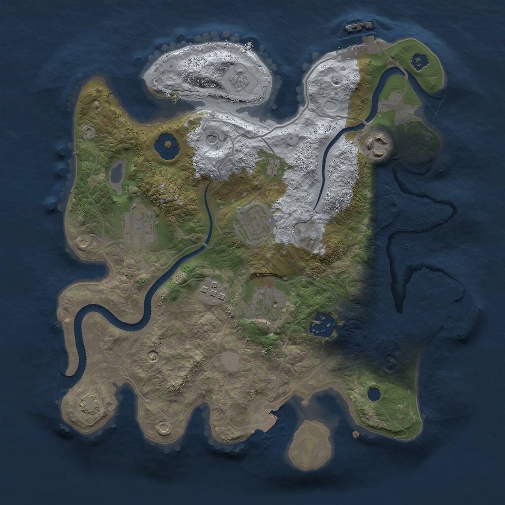 Rust Map: Procedural Map, Size: 3000, Seed: 165877, 12 Monuments