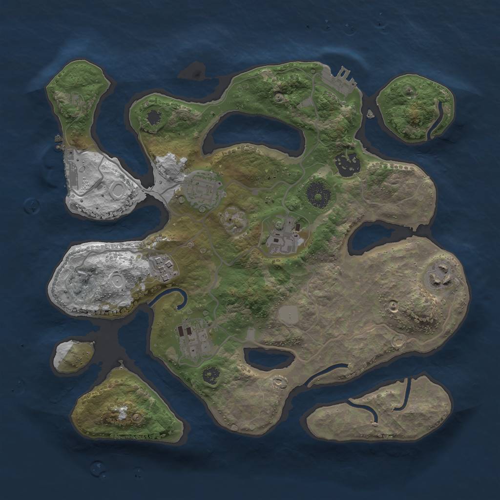 Rust Map: Procedural Map, Size: 3000, Seed: 114007, 13 Monuments