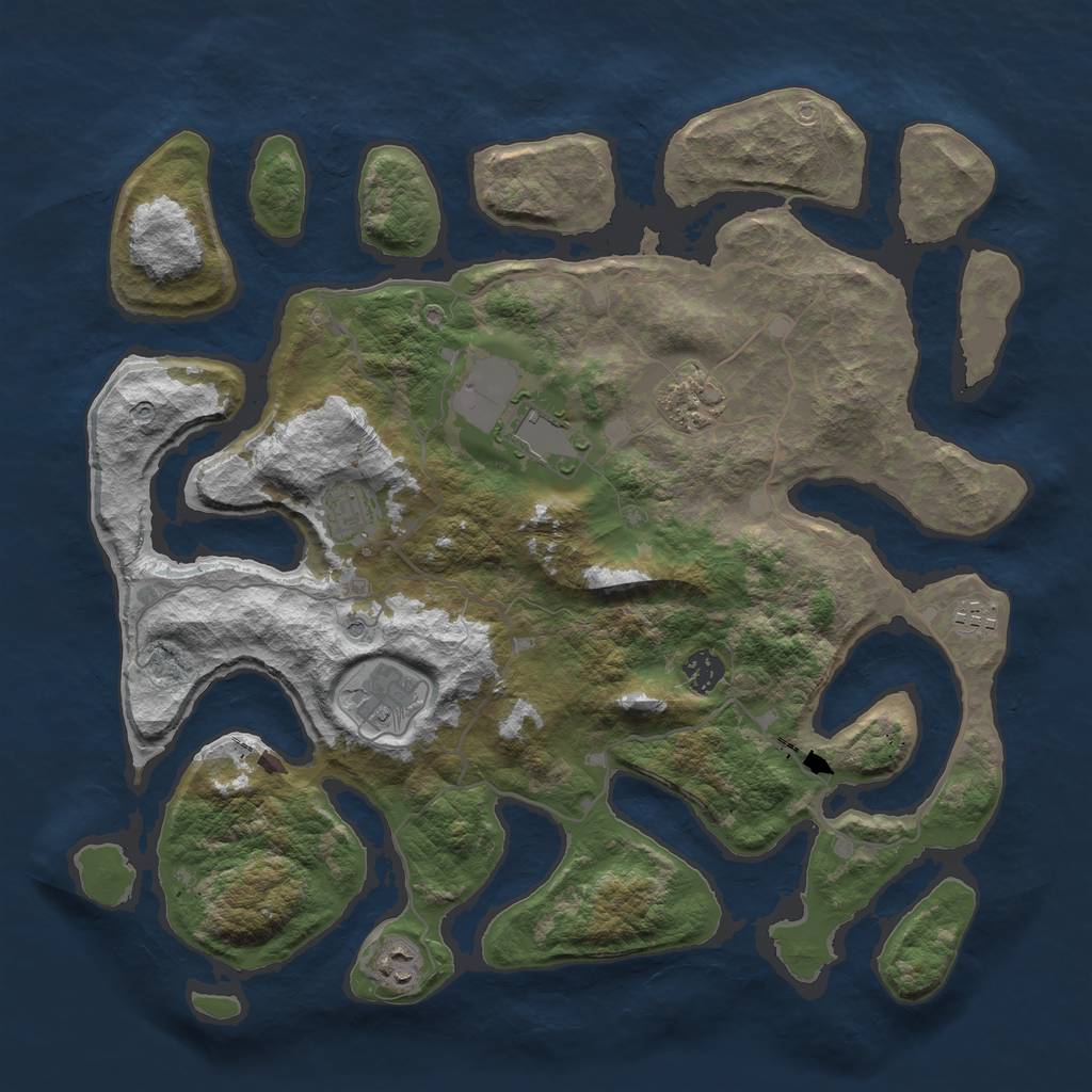 Rust Map: Barren, Size: 4000, Seed: 2479746, 10 Monuments