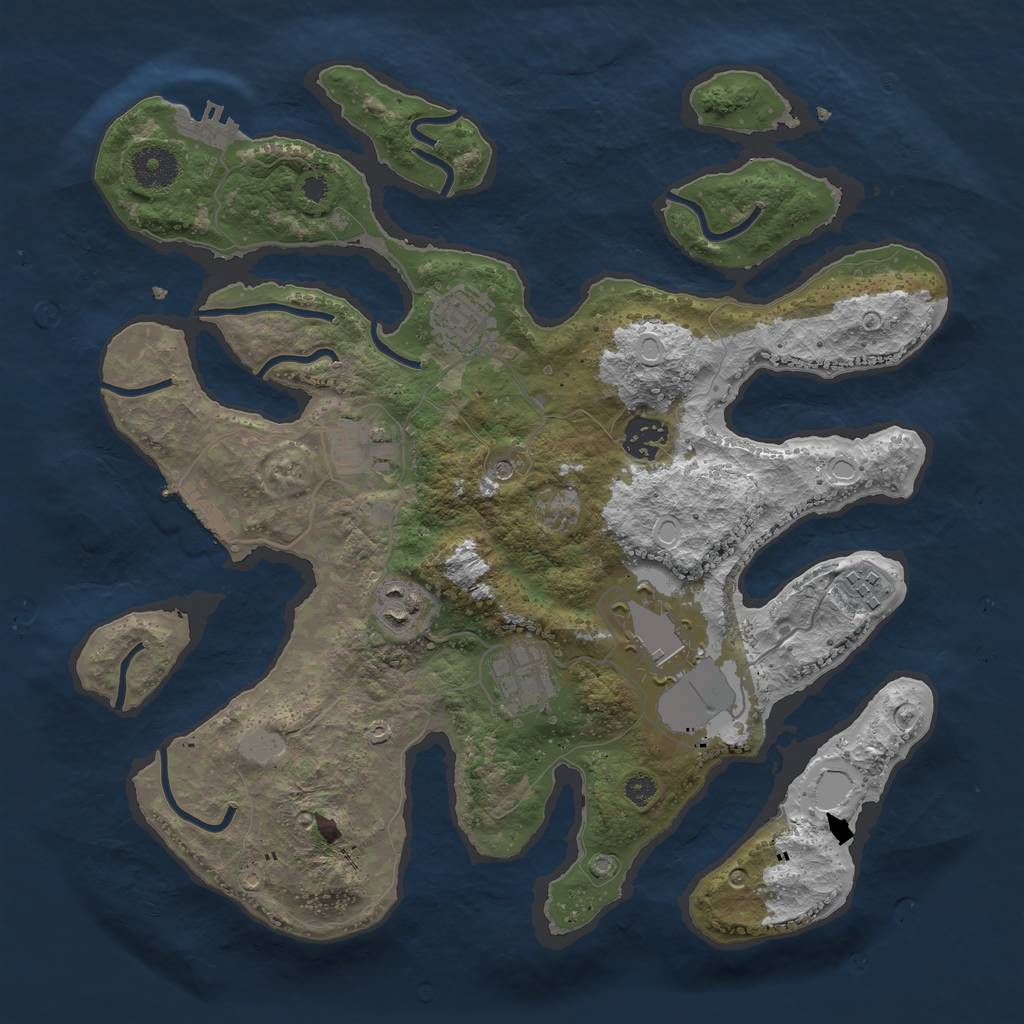 Rust Map: Procedural Map, Size: 3500, Seed: 1677679474, 15 Monuments