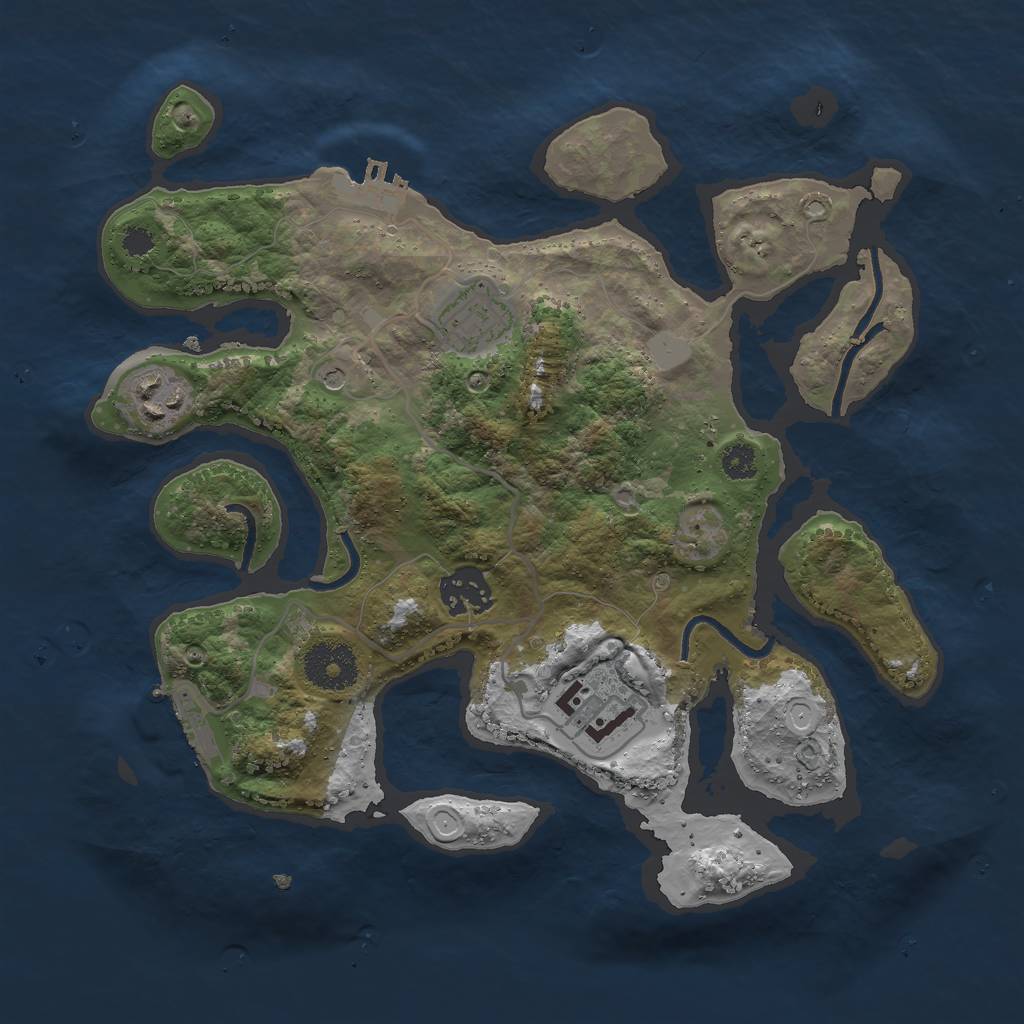 Rust Map: Procedural Map, Size: 3000, Seed: 966717, 12 Monuments