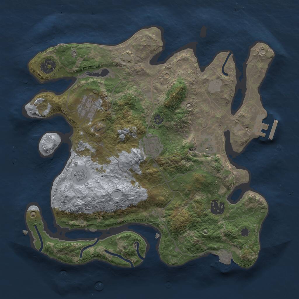 Rust Map: Procedural Map, Size: 3000, Seed: 142665, 8 Monuments