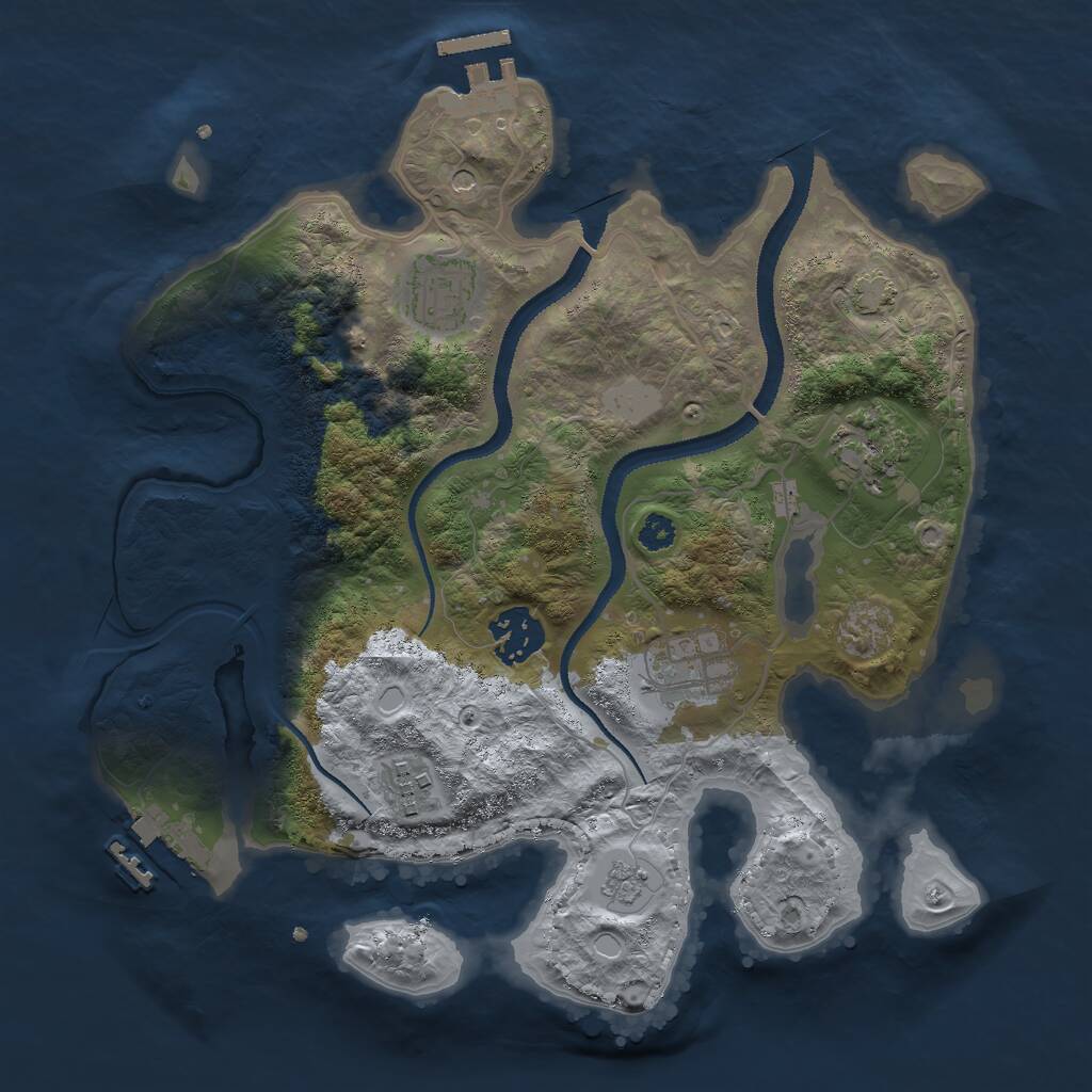 Rust Map: Procedural Map, Size: 3000, Seed: 666816, 11 Monuments