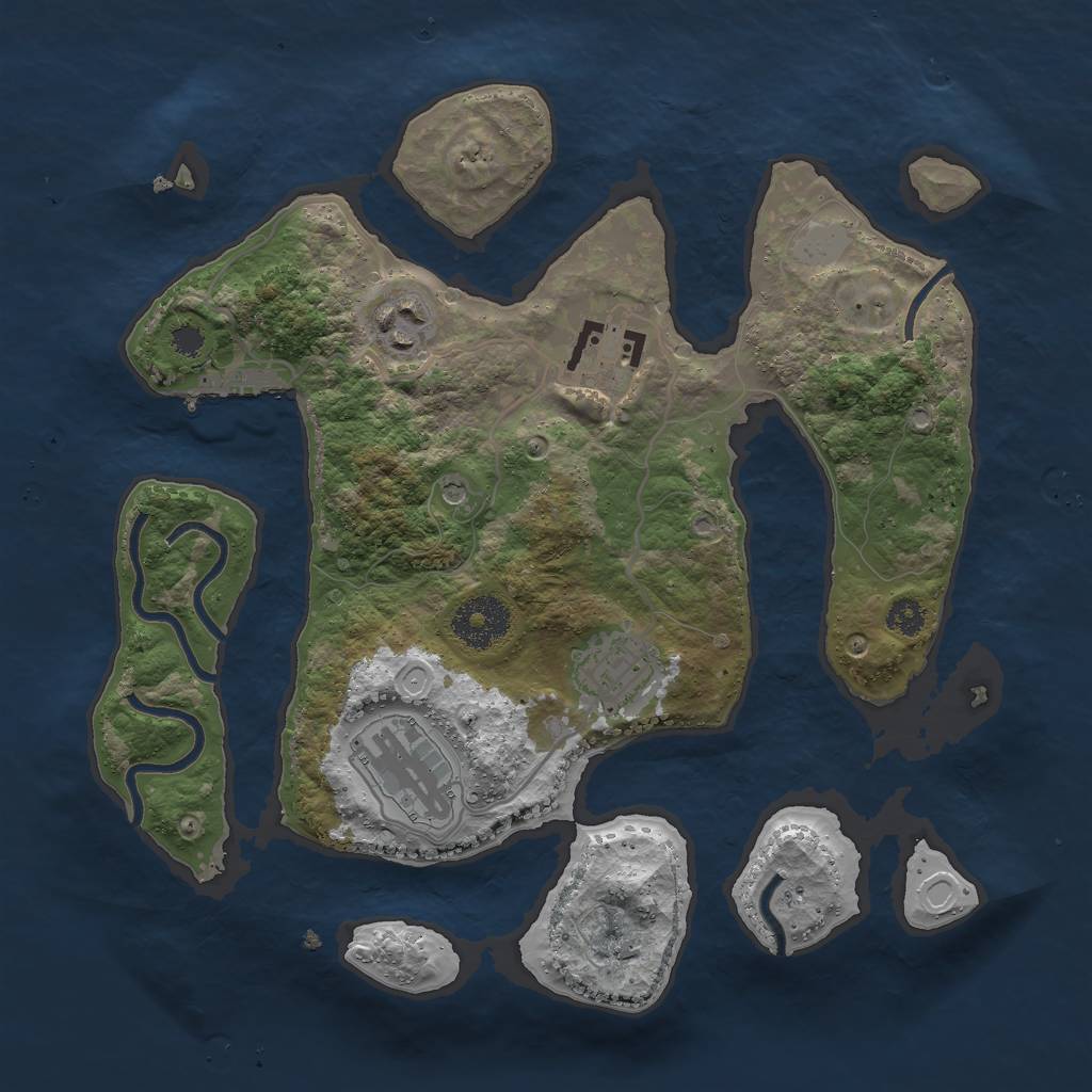 Rust Map: Procedural Map, Size: 3000, Seed: 666816, 11 Monuments