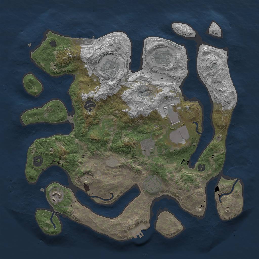 Rust Map: Procedural Map, Size: 3500, Seed: 565069531, 15 Monuments