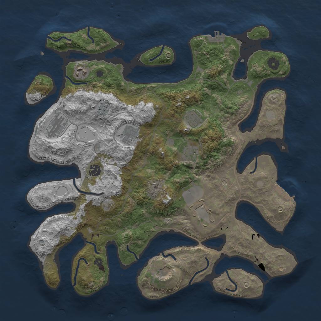 Rust Map: Procedural Map, Size: 4000, Seed: 1152223, 17 Monuments