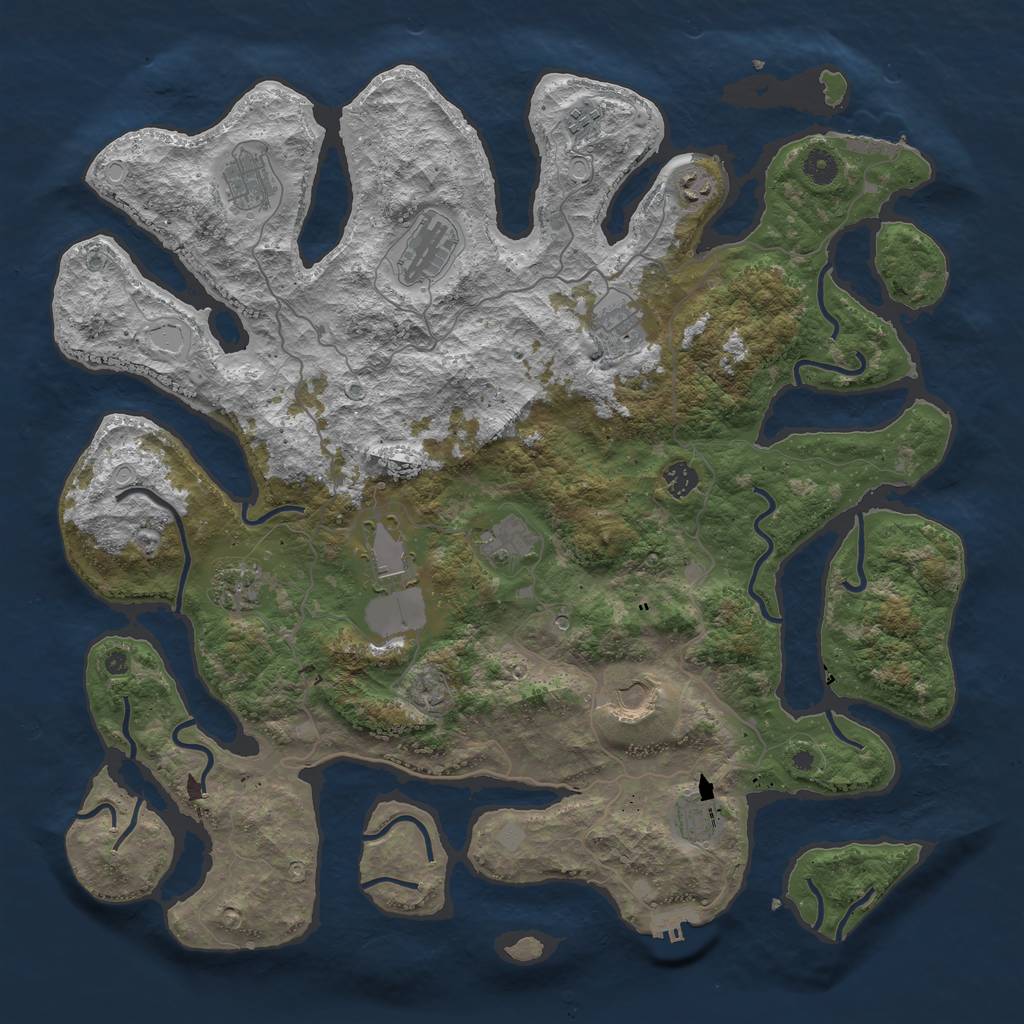 Rust Map: Procedural Map, Size: 4500, Seed: 65025456, 19 Monuments