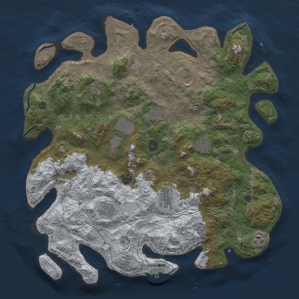 Rust Map: Procedural Map, Size: 4250, Seed: 1345842005, 19 Monuments