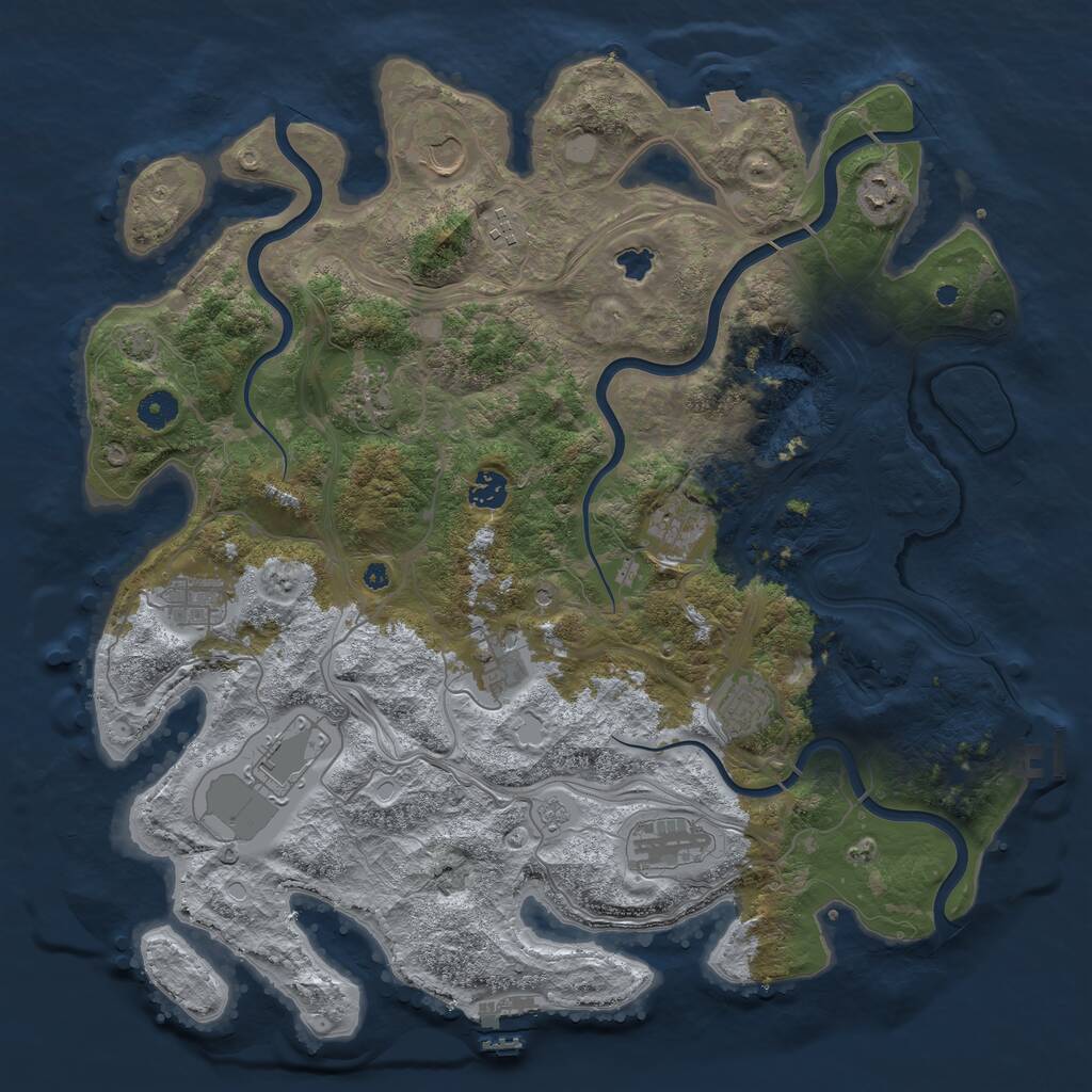 Rust Map: Procedural Map, Size: 4250, Seed: 1345842005, 17 Monuments