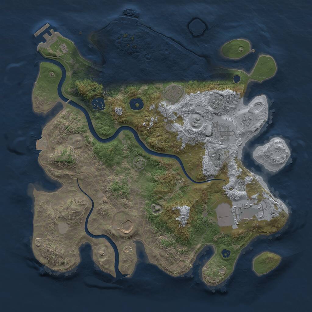Rust Map: Procedural Map, Size: 3500, Seed: 167616392, 12 Monuments