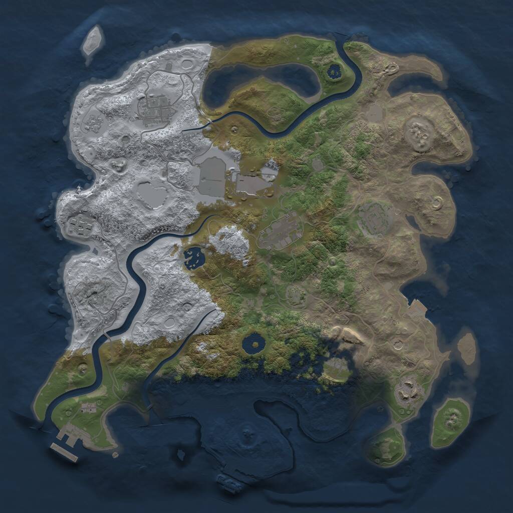 Rust Map: Procedural Map, Size: 3500, Seed: 135151, 14 Monuments