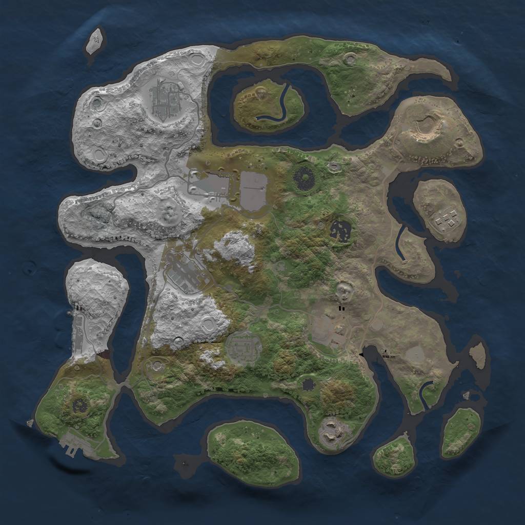 Rust Map: Procedural Map, Size: 3500, Seed: 135151, 17 Monuments