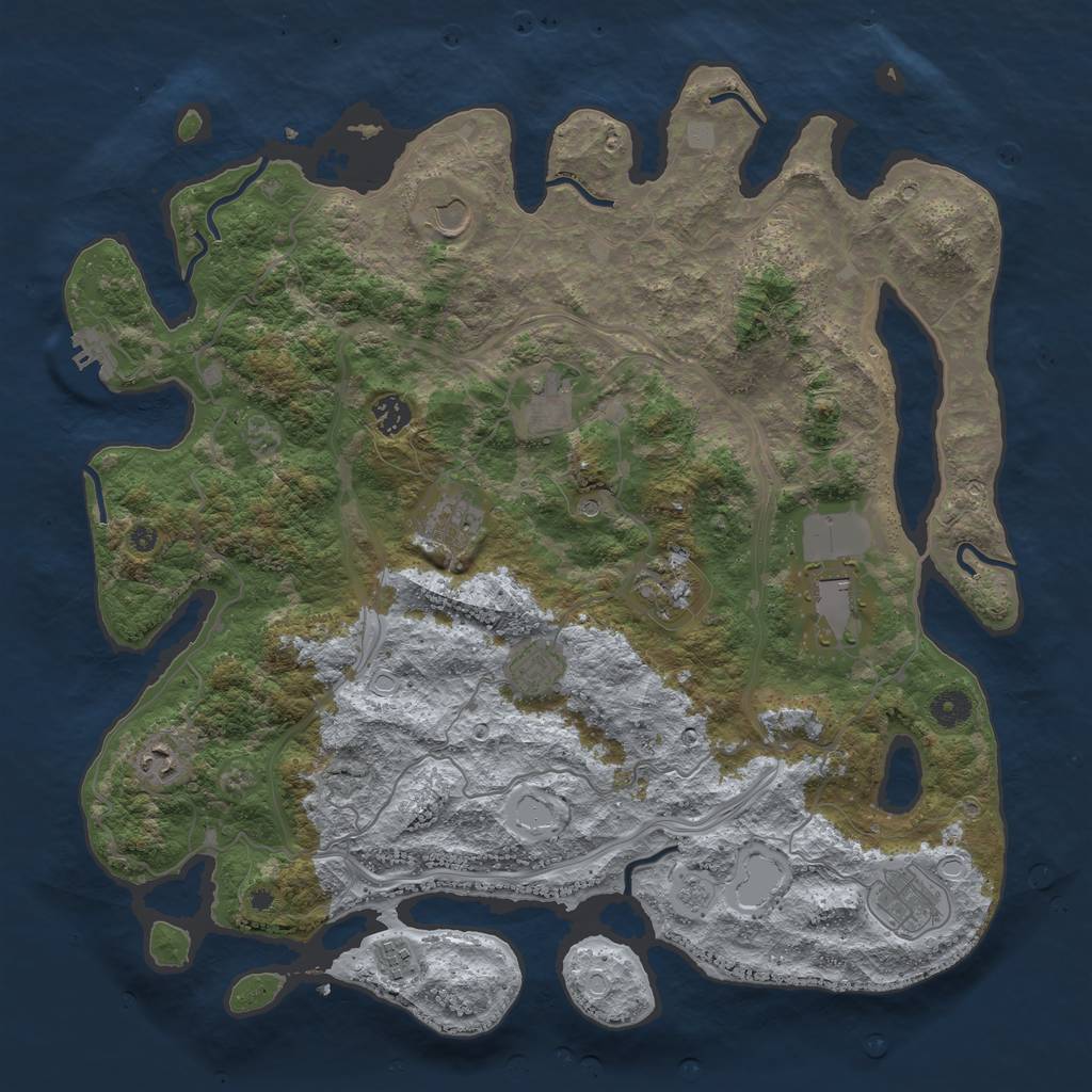 Rust Map: Procedural Map, Size: 4250, Seed: 555, 16 Monuments