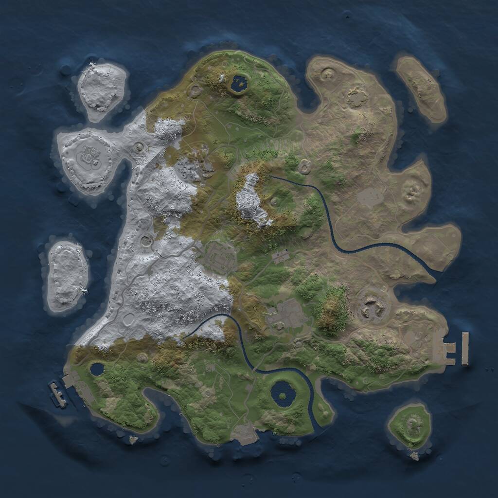 Rust Map: Procedural Map, Size: 3000, Seed: 985720, 10 Monuments