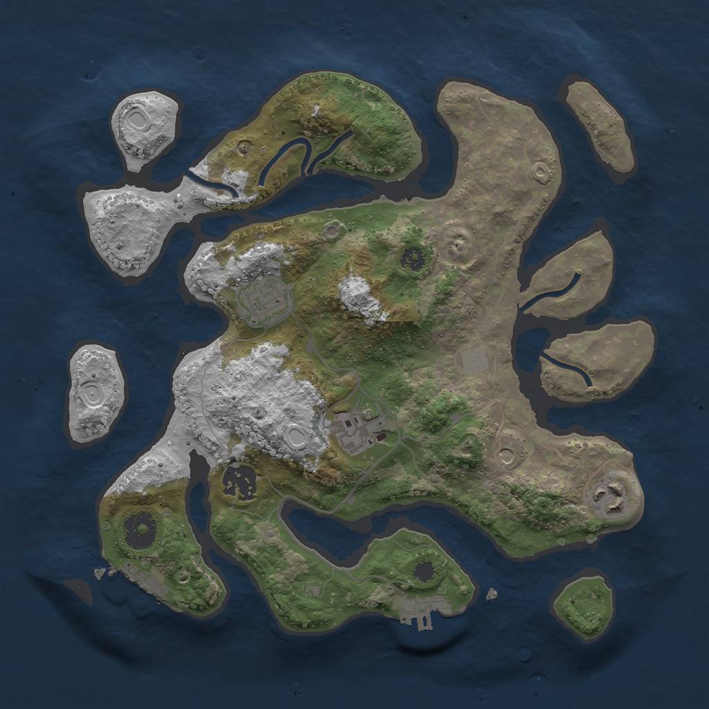 Rust Map: Procedural Map, Size: 3000, Seed: 985720, 12 Monuments