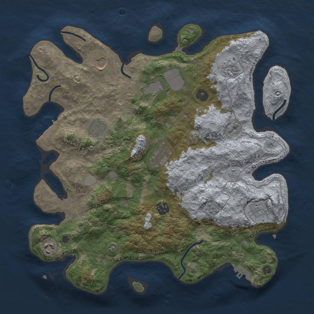 Rust Map: Procedural Map, Size: 3800, Seed: 5461, 16 Monuments