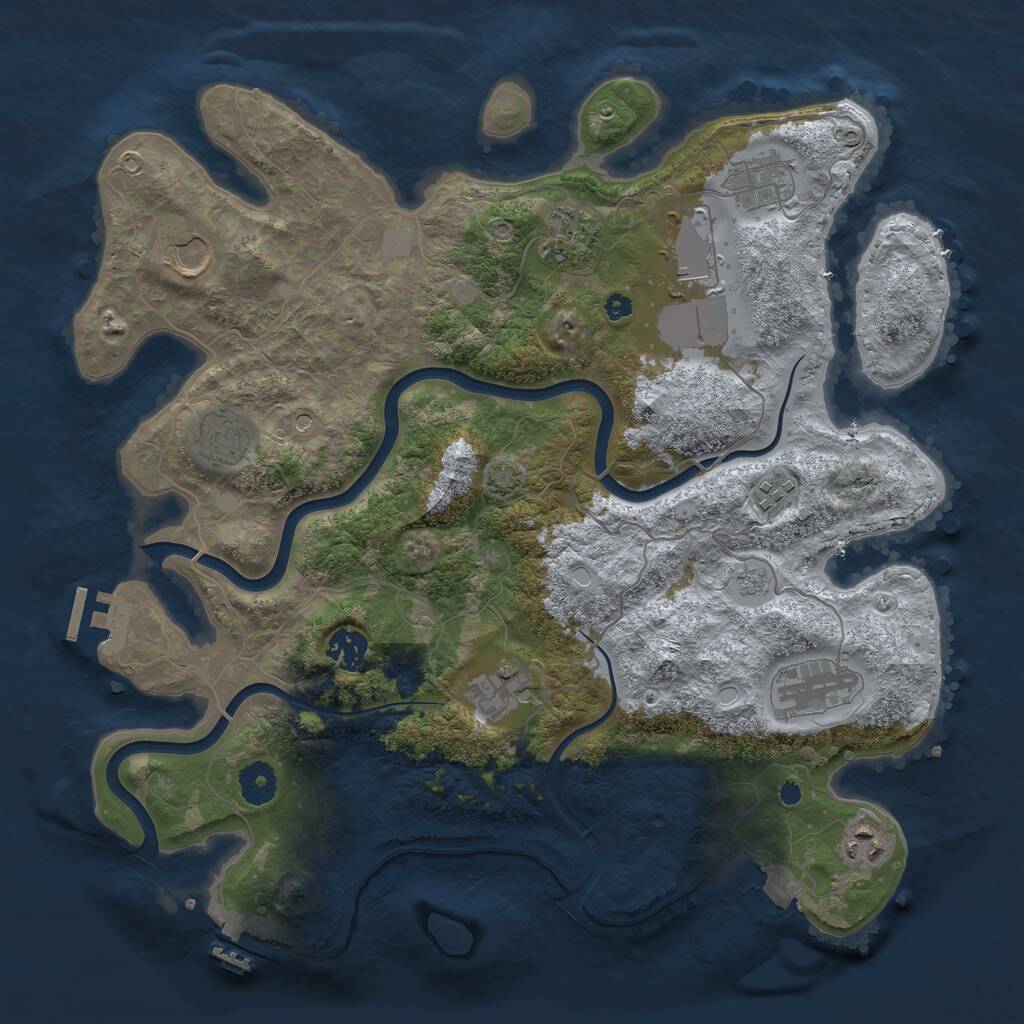 Rust Map: Procedural Map, Size: 3800, Seed: 5461, 16 Monuments