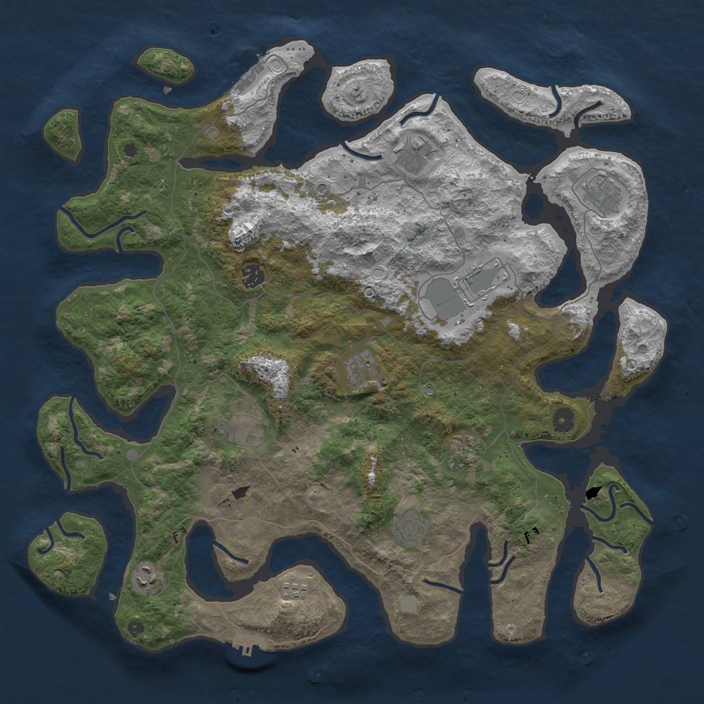 Rust Map: Procedural Map, Size: 4500, Seed: 1564, 18 Monuments