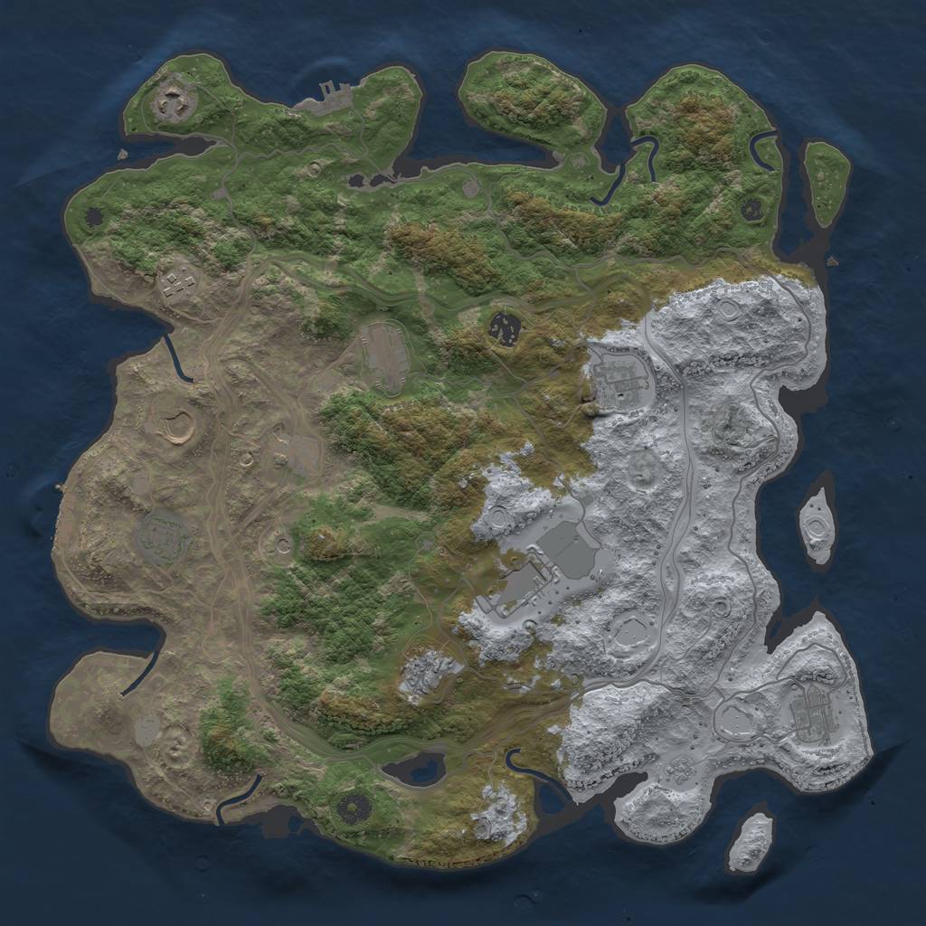 Rust Map: Procedural Map, Size: 4250, Seed: 1320947362, 18 Monuments