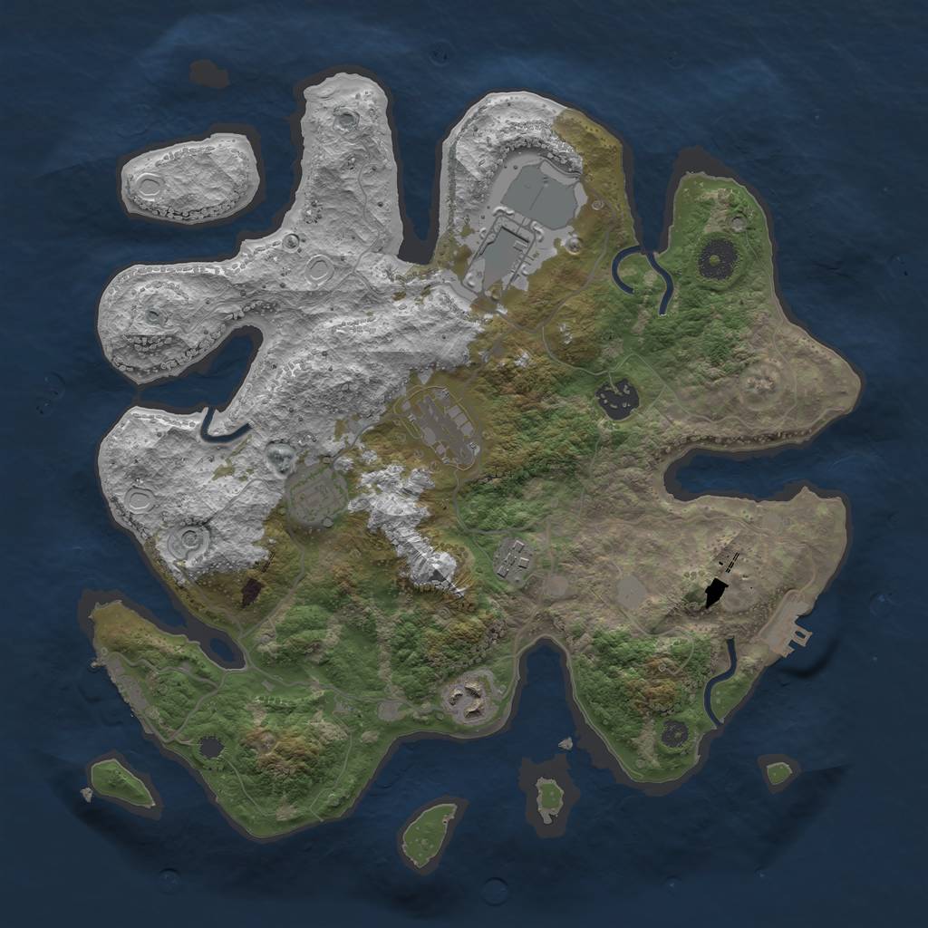 Rust Map: Procedural Map, Size: 3500, Seed: 1935207240, 14 Monuments