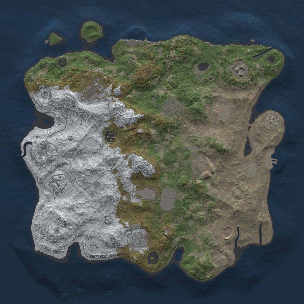 Rust Map: Procedural Map, Size: 3700, Seed: 1219836915, 20 Monuments