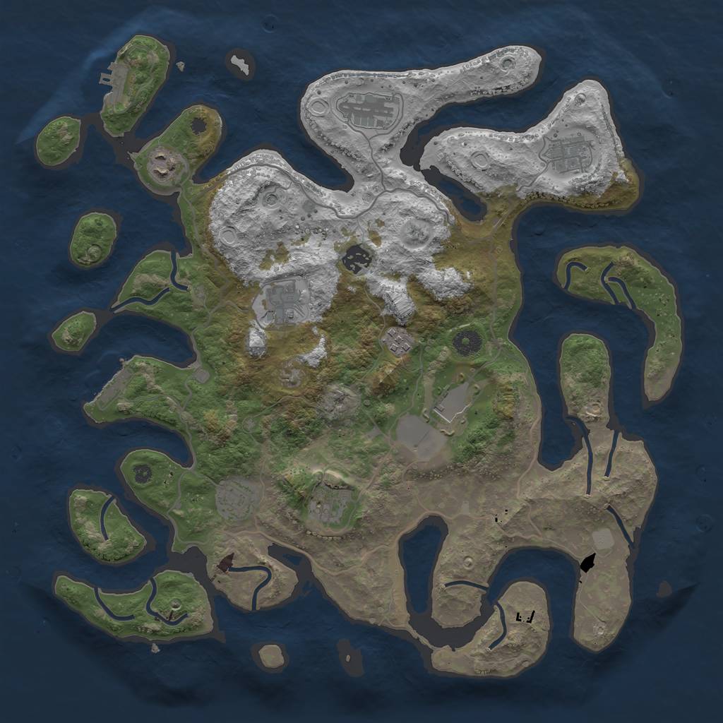 Rust Map: Procedural Map, Size: 4000, Seed: 2023204703, 17 Monuments