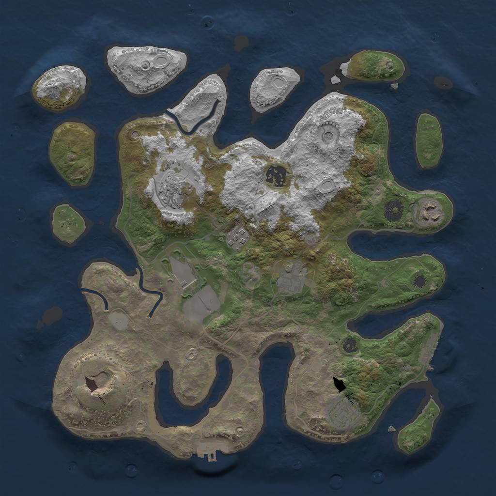Rust Map: Procedural Map, Size: 3500, Seed: 1295521411, 16 Monuments