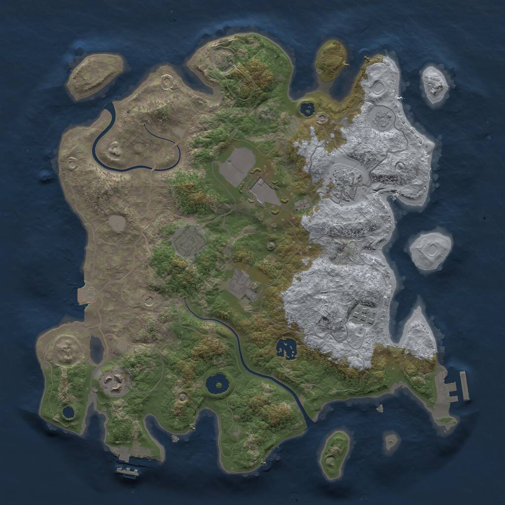 Rust Map: Procedural Map, Size: 3500, Seed: 83668324, 13 Monuments