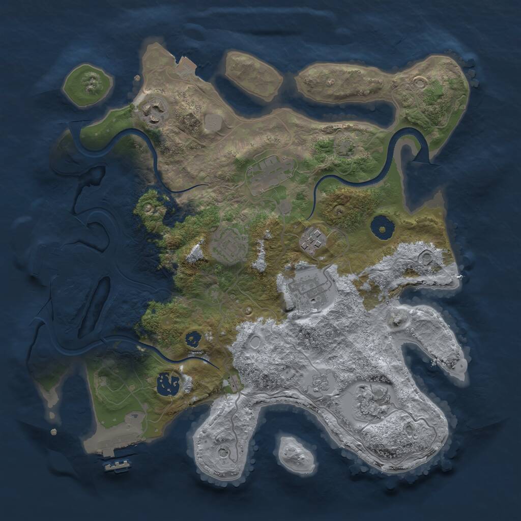 Rust Map: Procedural Map, Size: 3300, Seed: 1799215427, 13 Monuments