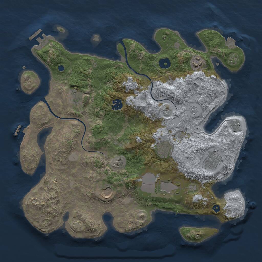 Rust Map: Procedural Map, Size: 3500, Seed: 9696, 14 Monuments