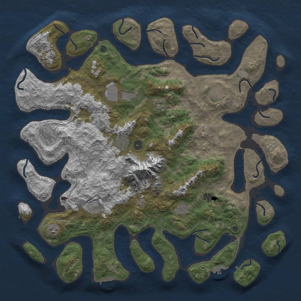 Rust Map: Procedural Map, Size: 5000, Seed: 91531231, 18 Monuments