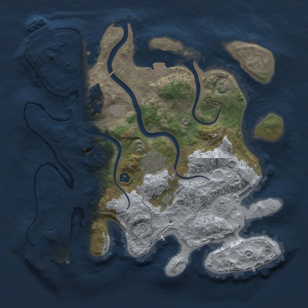 Rust Map: Procedural Map, Size: 3000, Seed: 16532, 8 Monuments