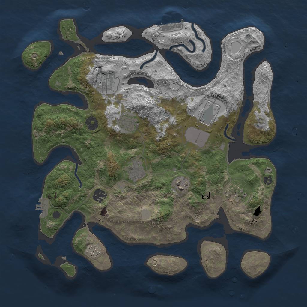 Rust Map: Procedural Map, Size: 3500, Seed: 1503305843, 16 Monuments