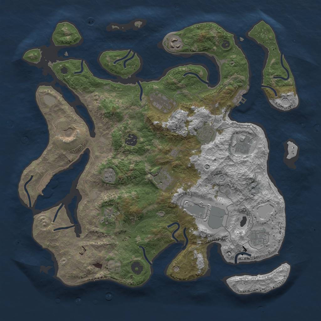 Rust Map: Procedural Map, Size: 3950, Seed: 626587133, 19 Monuments