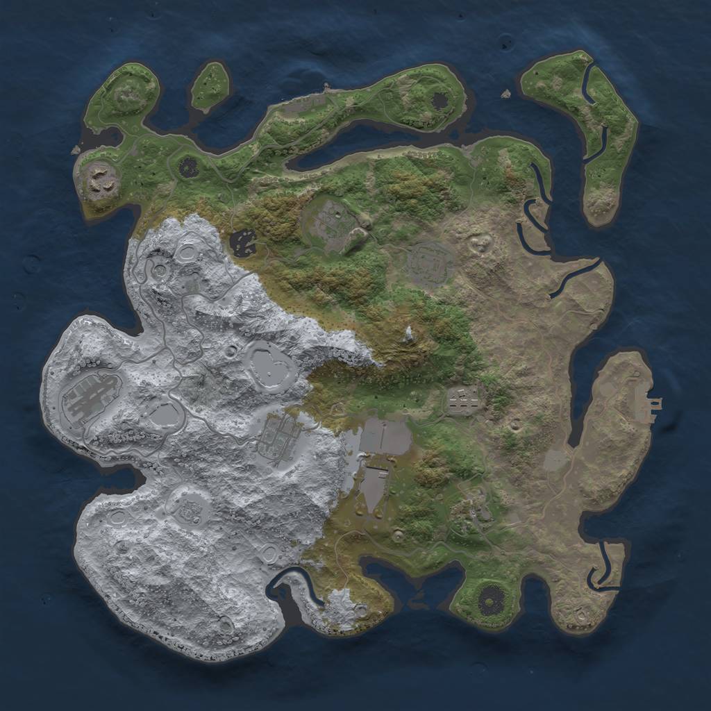 Rust Map: Procedural Map, Size: 3700, Seed: 88746578, 16 Monuments