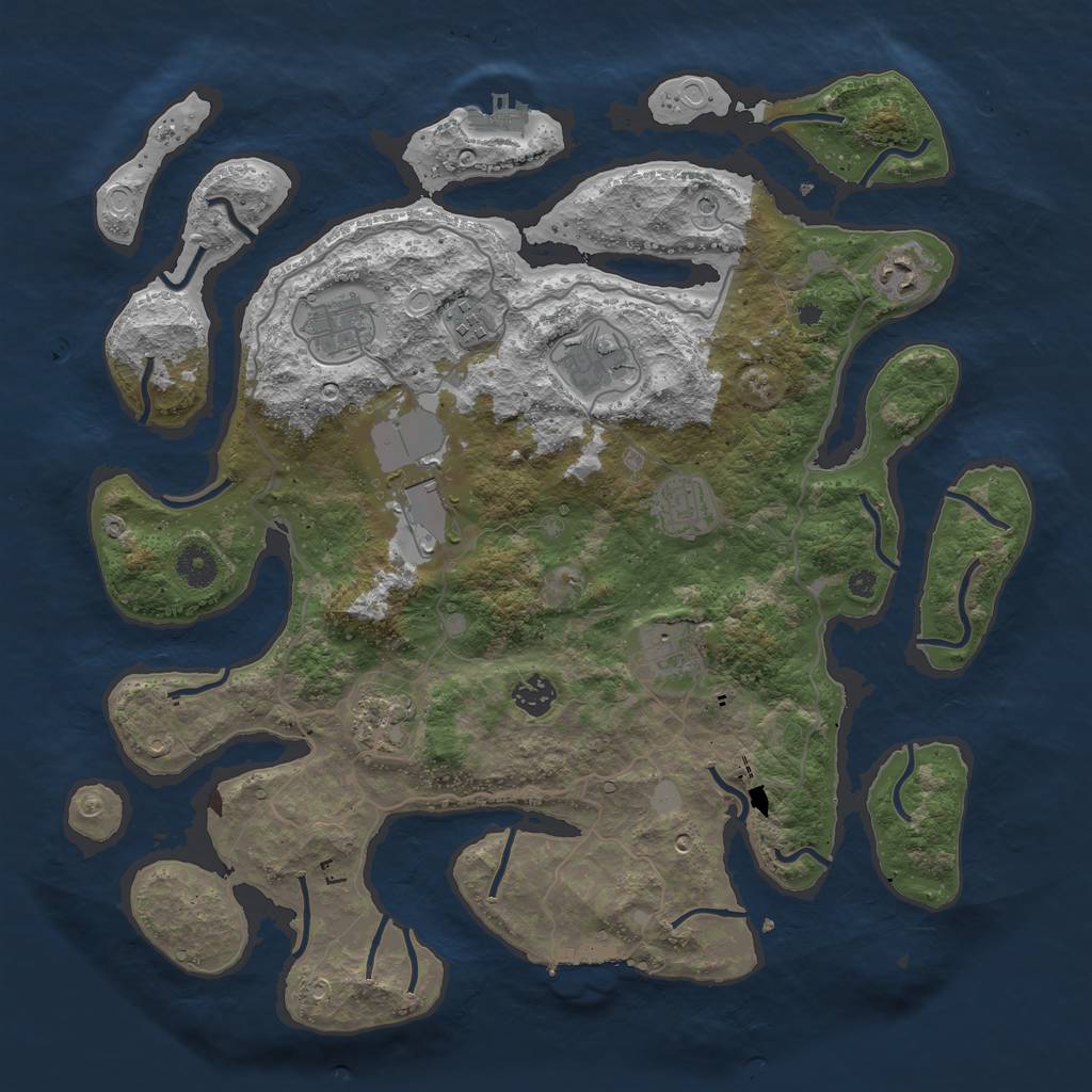 Rust Map: Procedural Map, Size: 4000, Seed: 1853341508, 17 Monuments