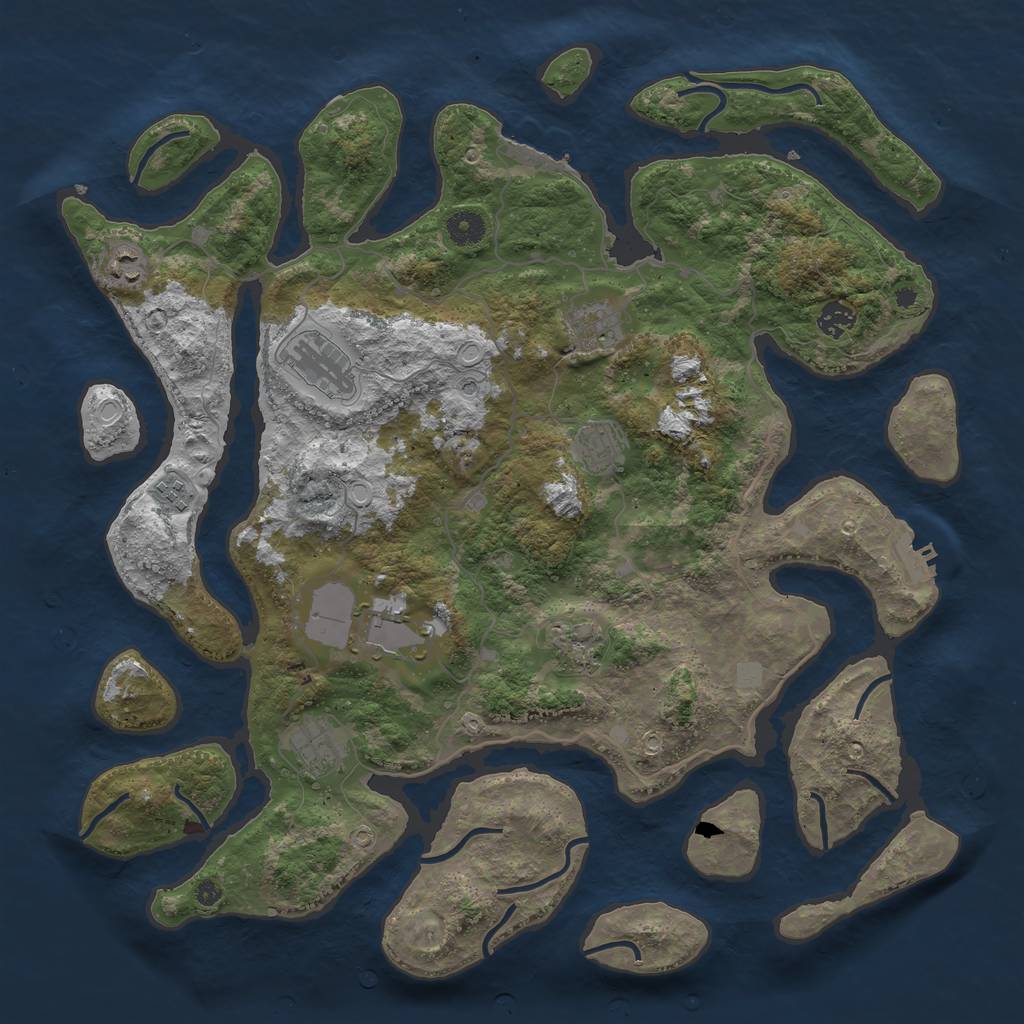 Rust Map: Procedural Map, Size: 4250, Seed: 129129129, 17 Monuments