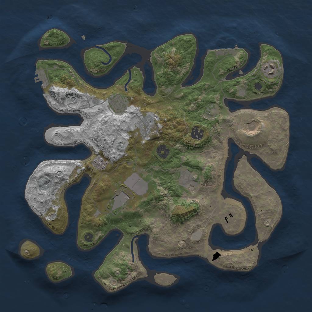 Rust Map: Procedural Map, Size: 3550, Seed: 1122334455, 16 Monuments