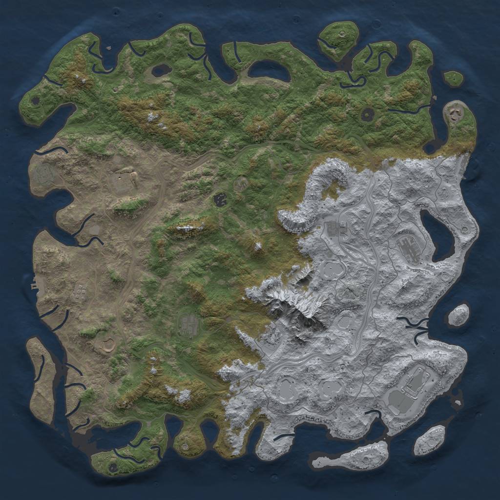 Rust Map: Procedural Map, Size: 5500, Seed: 10, 18 Monuments