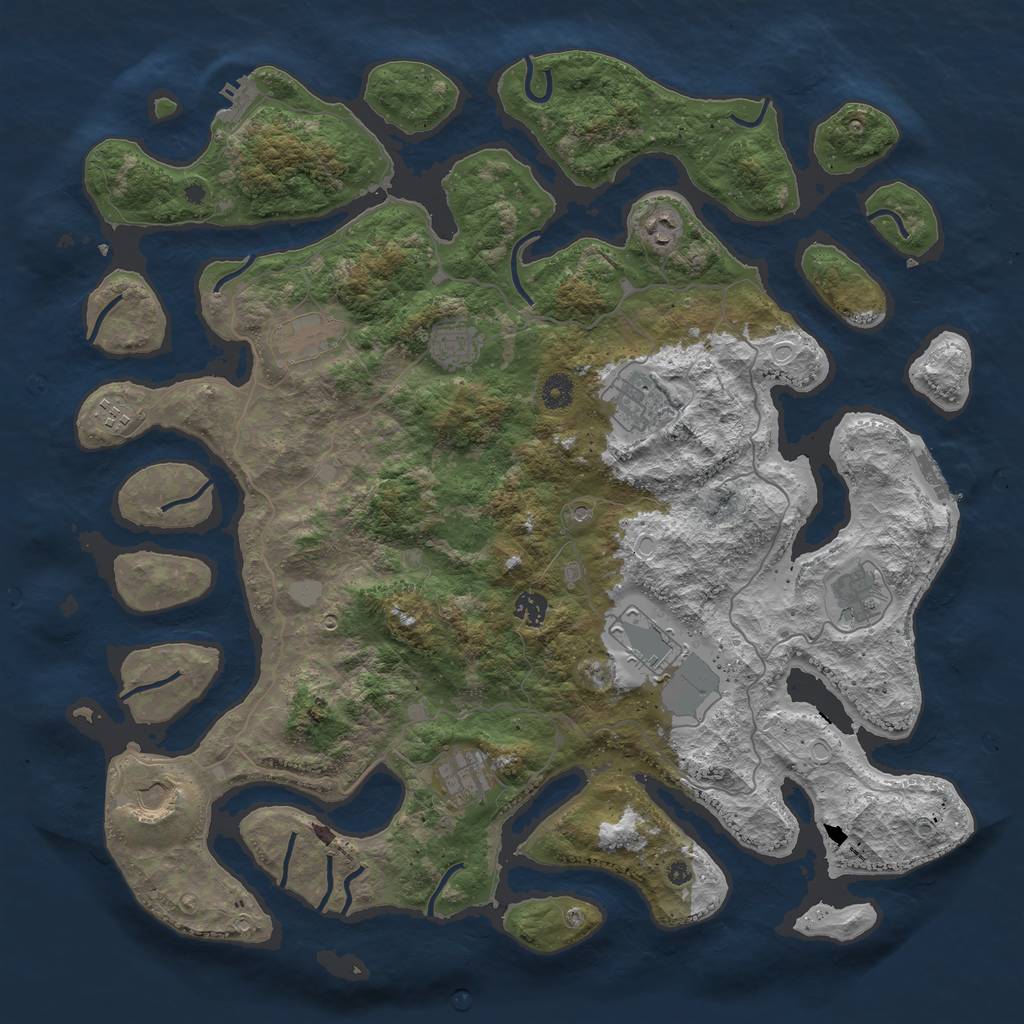 Rust Map: Procedural Map, Size: 4500, Seed: 2043808346, 18 Monuments