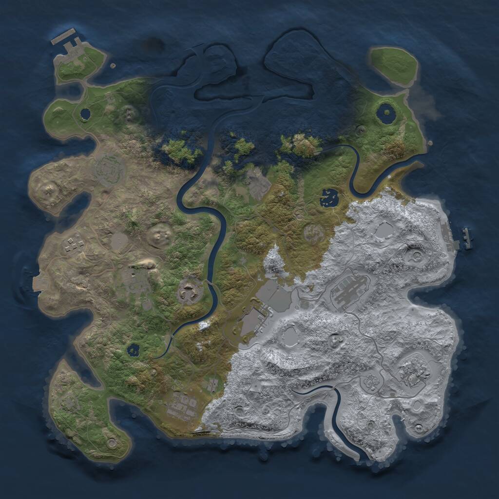 Rust Map: Procedural Map, Size: 3850, Seed: 899523507, 16 Monuments