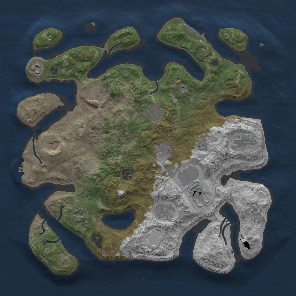 Rust Map: Procedural Map, Size: 3850, Seed: 899523507, 19 Monuments