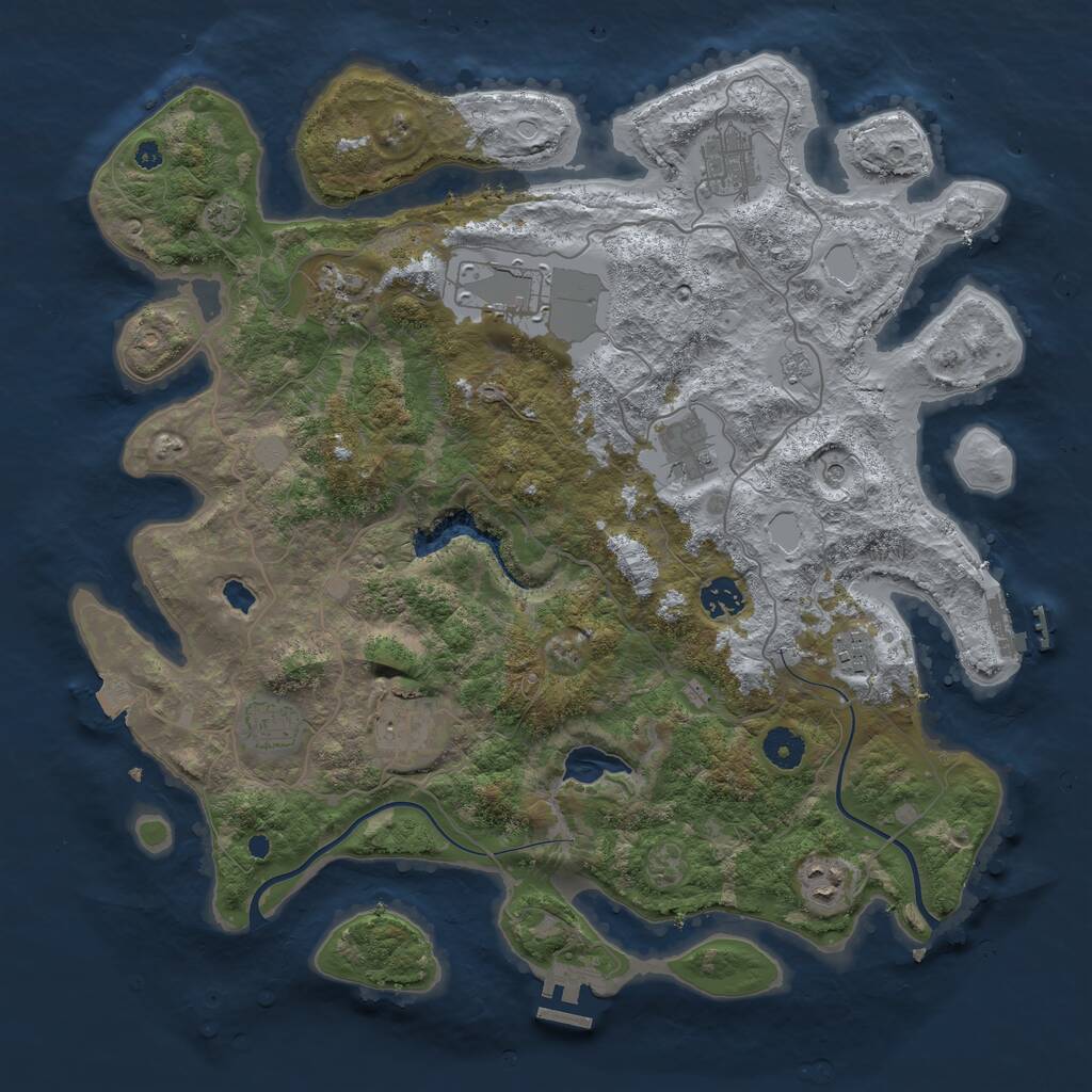 Rust Map: Procedural Map, Size: 4000, Seed: 7207673, 15 Monuments