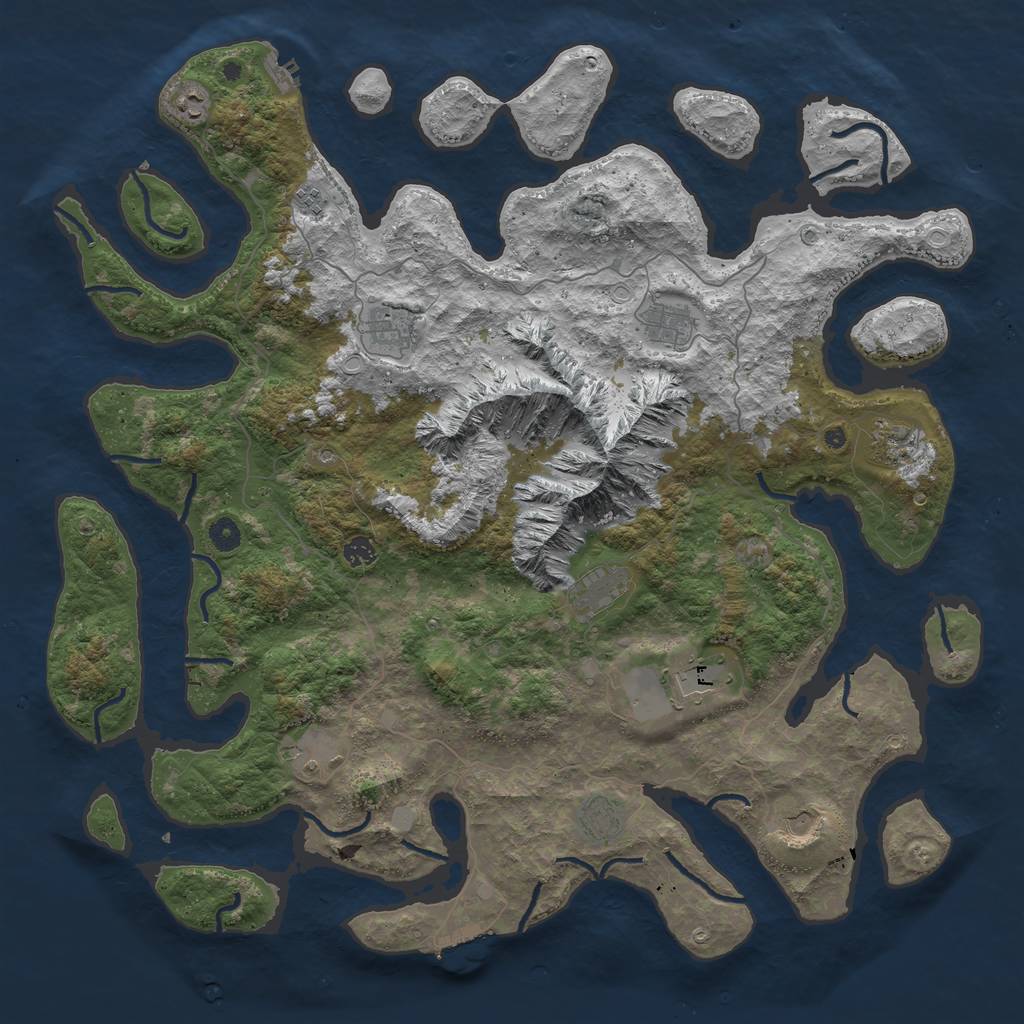 Rust Map: Procedural Map, Size: 5000, Seed: 2033719610, 19 Monuments