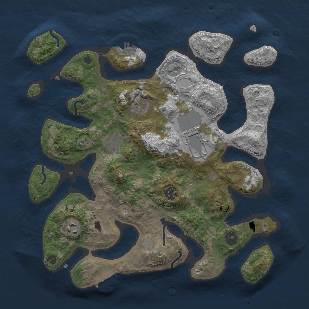 Rust Map: Procedural Map, Size: 3500, Seed: 1350393072, 13 Monuments
