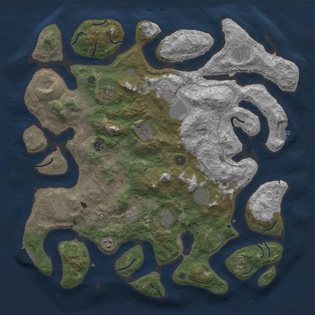 Rust Map: Procedural Map, Size: 4500, Seed: 425800243, 19 Monuments