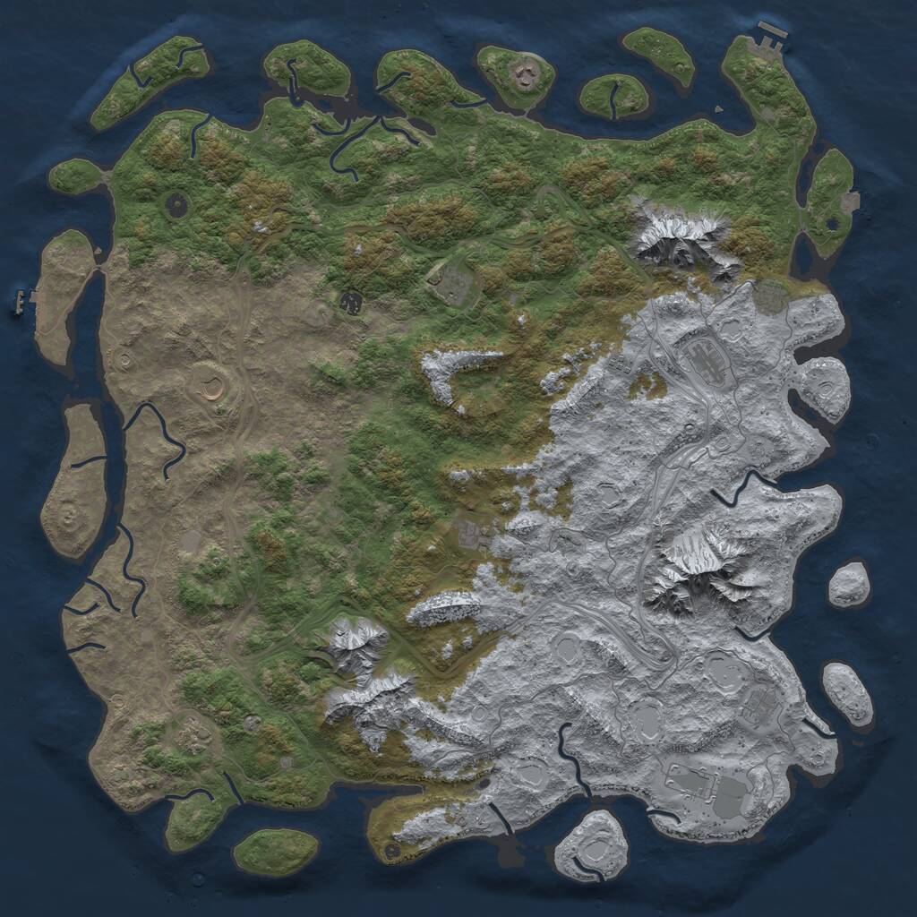 Rust Map: Procedural Map, Size: 6000, Seed: 2835, 17 Monuments