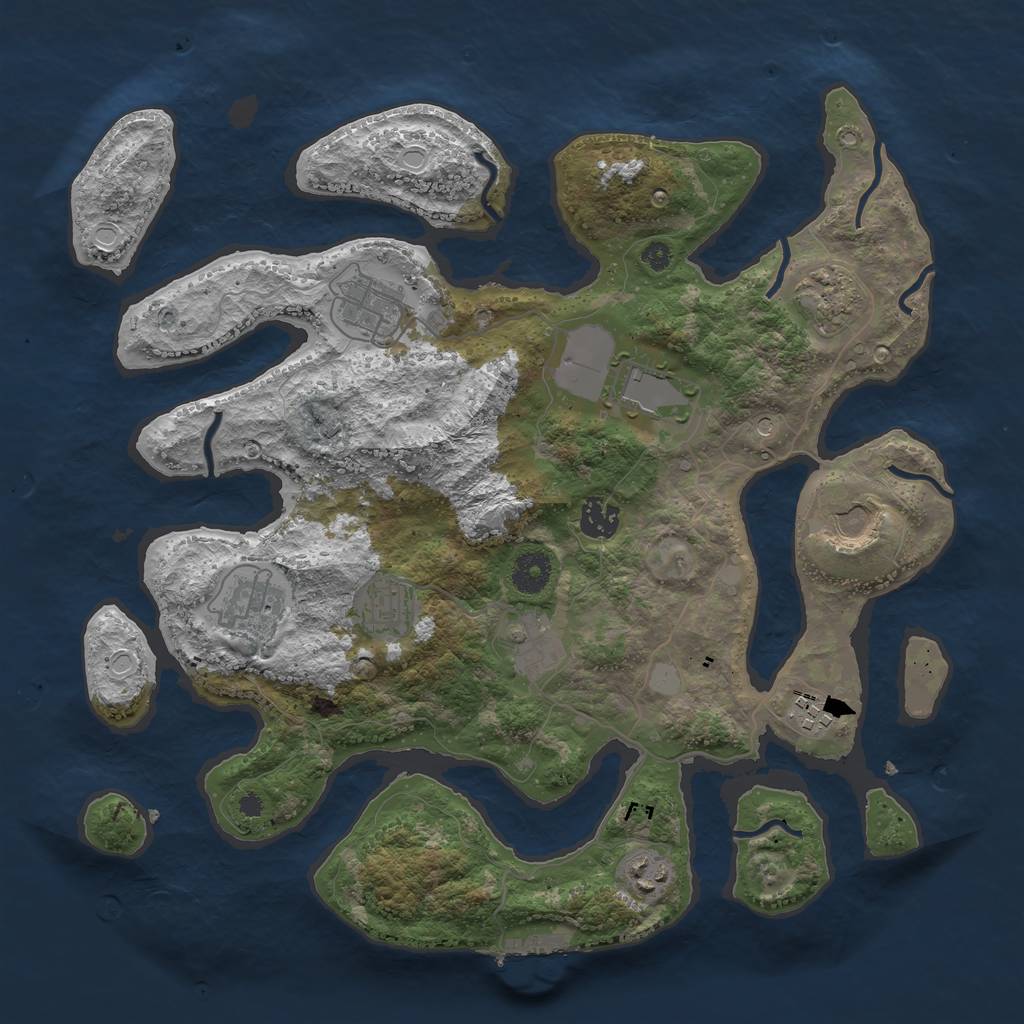 Rust Map: Procedural Map, Size: 3750, Seed: 1199565797, 17 Monuments