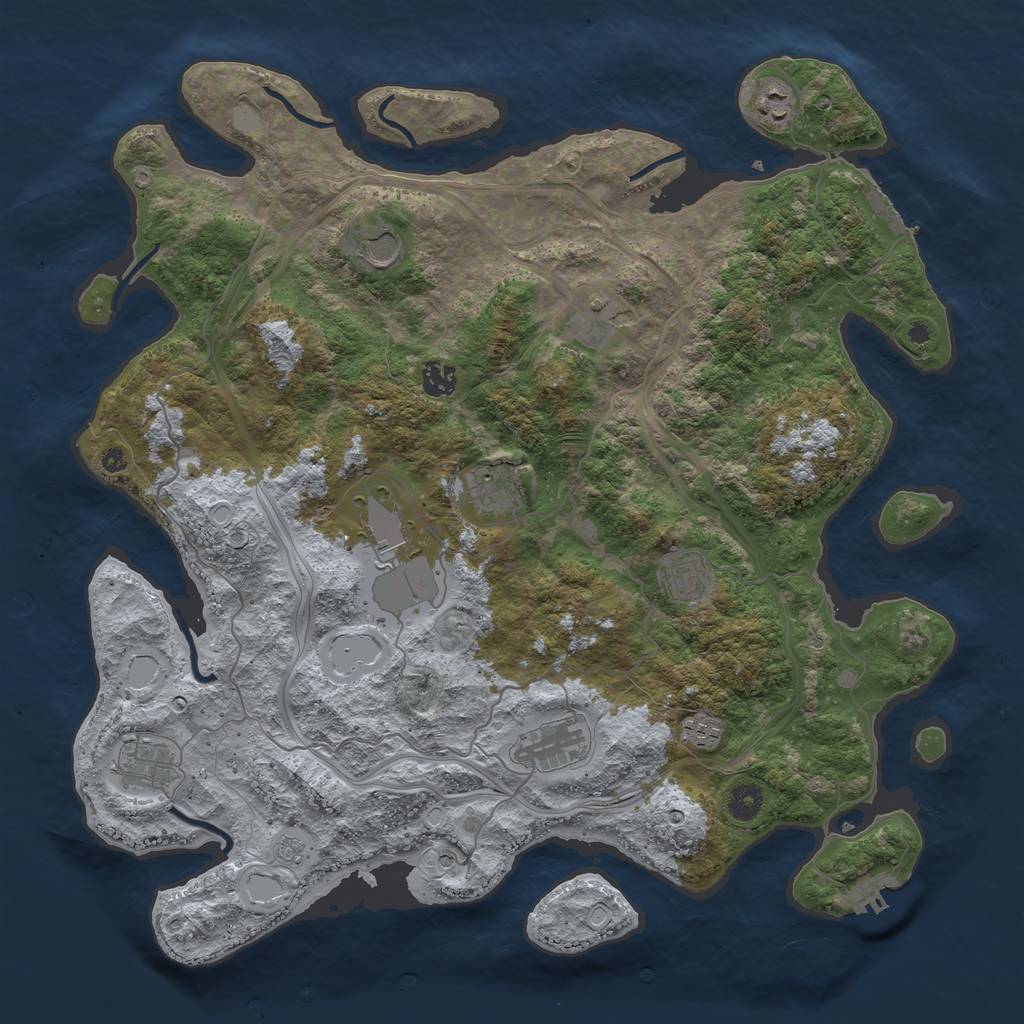 Rust Map: Procedural Map, Size: 4250, Seed: 1945463700, 17 Monuments